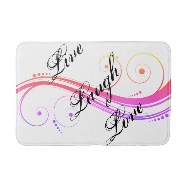 Live Laugh Love Colourful Swirls Bath Mat (Front)