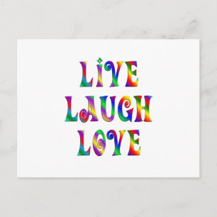 Live Laugh Love Colourful Words Postcard