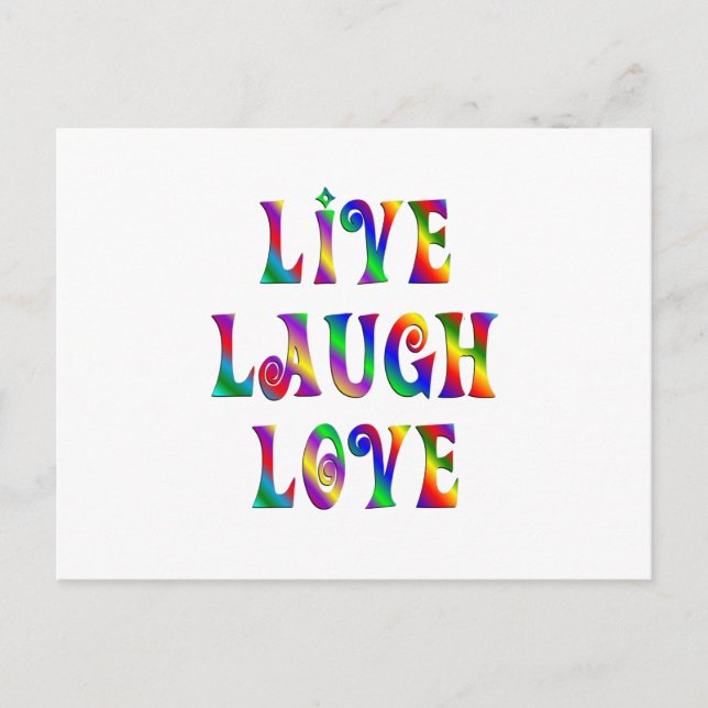 Live Laugh Love Colourful Words Postcard (Front)