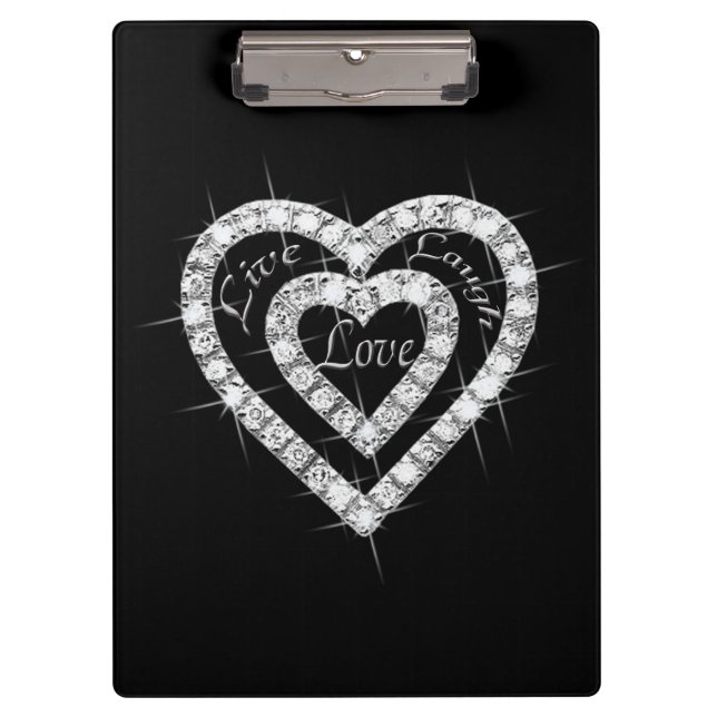 Live Laugh Love Diamond Hearts Clipboard (Front)