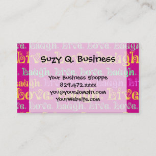 Live Laugh Love Encouraging Words Hot Pink Fuchsia Business Card