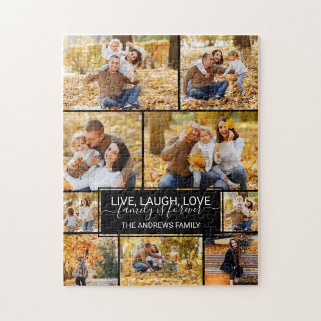 Live Laugh Love Family is Forever Photo Collage Jigsaw Puzzle (Vertical)