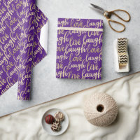 Live Laugh Love Faux Gold Lettering Royal Purple