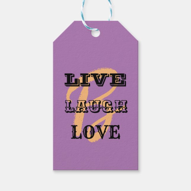 Live Laugh Love Gift Tag – Purple Custom Name  (Front)