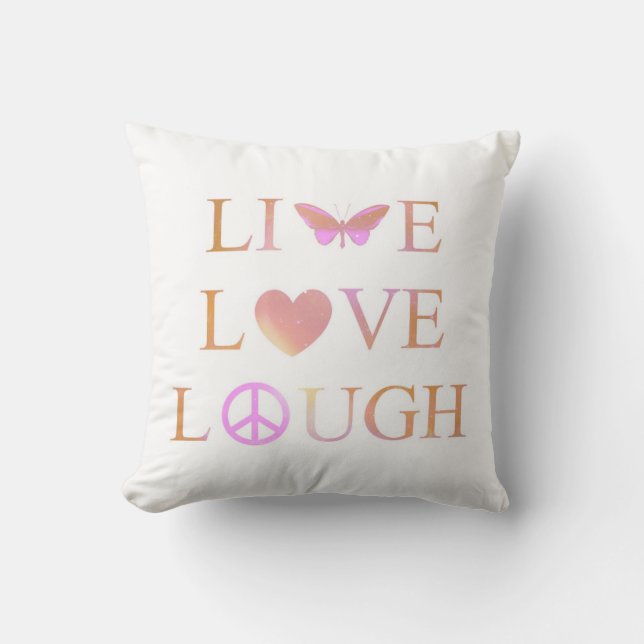Live, Laugh, Love Heart Peace Cushion (Front)