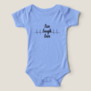 Live Laugh Love Heartbeat Baby Bodysuit – Blue Cot