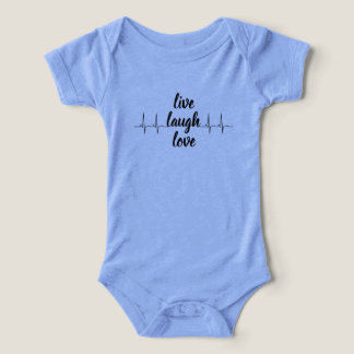 Live Laugh Love Heartbeat Baby Bodysuit – Blue Cot