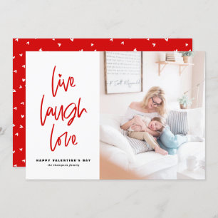 Live Laugh Love Lettering White Valentine's Day Holiday Card