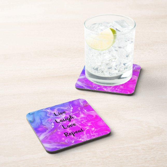 Live Laugh Love Marble Set of 6 Drink Coasters (Right Side)