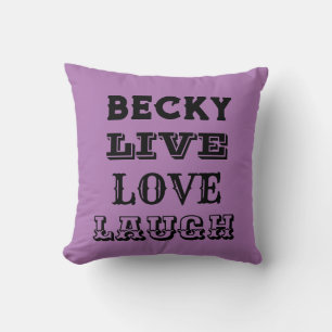 LIVE LAUGH LOVE NAME PURPLE MODERN Throw Pillow