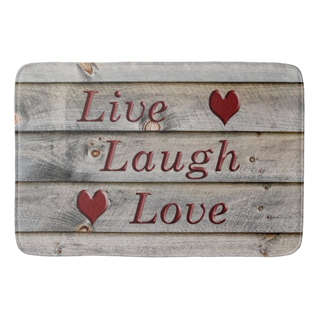 Live Laugh Love on the side of a barn Bath Mat (Front)