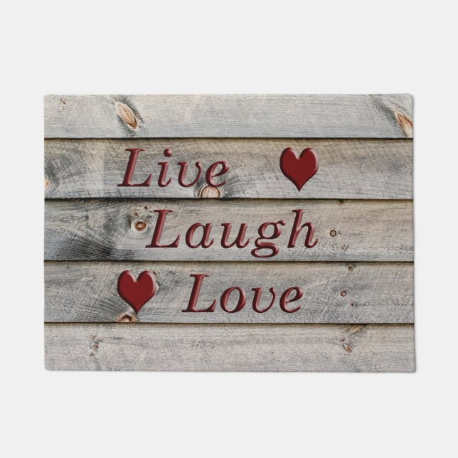 Live Laugh Love on the side of a barn Doormat (Front)