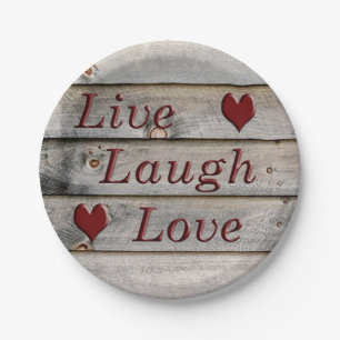 Live Laugh Love on the side of a barn Paper Plate