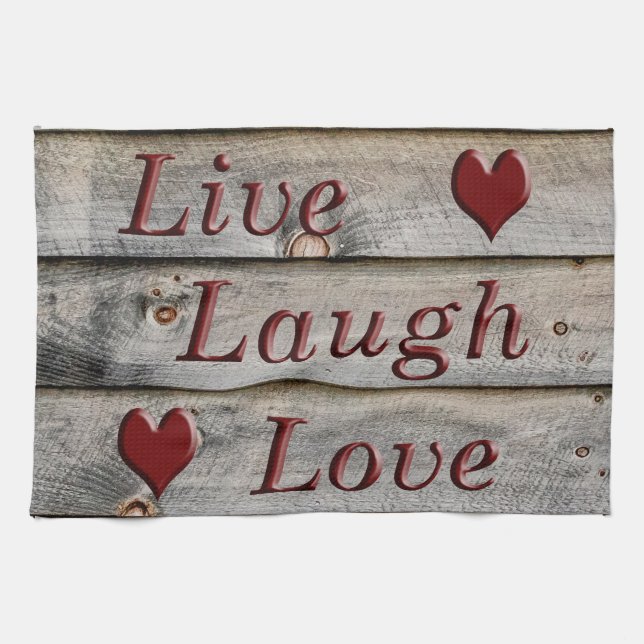 Live Laugh Love on the side of a barn Tea Towel (Horizontal)