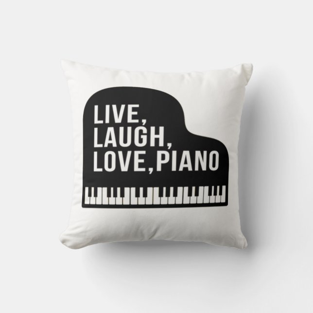 Live Laugh Love Piano Grand Piano Pianist Quote  Cushion (Front)