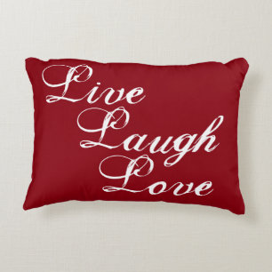Live Laugh Love pillow with damask back