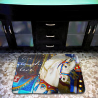 Live Laugh Love Quote White Carousel Horse Photo