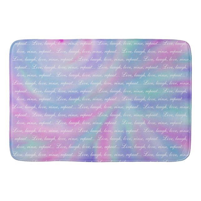Live laugh love rinse repeat mermaid rainbow  bath mat (Front)