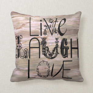 Live laugh love rustic wooden sign decor pillow