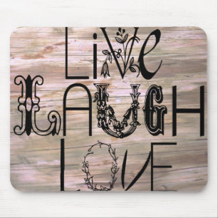 Live laugh love rustic wooden sign mousepad