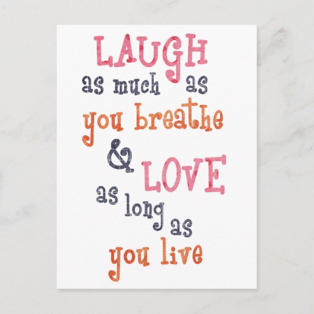 Live laugh love simple quote postcard (Front)