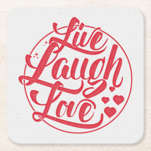 Live Laugh Love Square Paper Coaster
