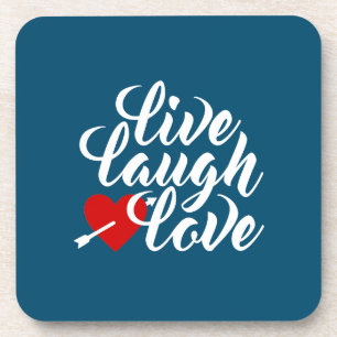 Live Laugh Love Valentine Calligraphy Coaster