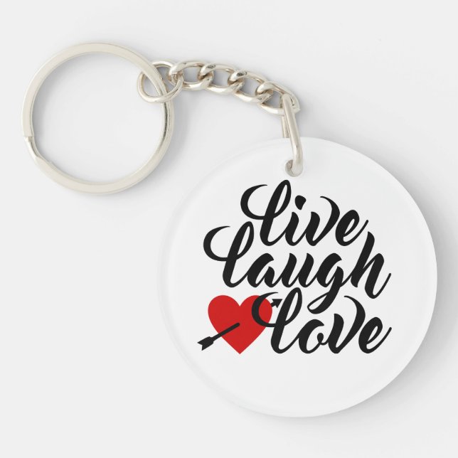Live Laugh Love Valentine Calligraphy | Keychain (Front)