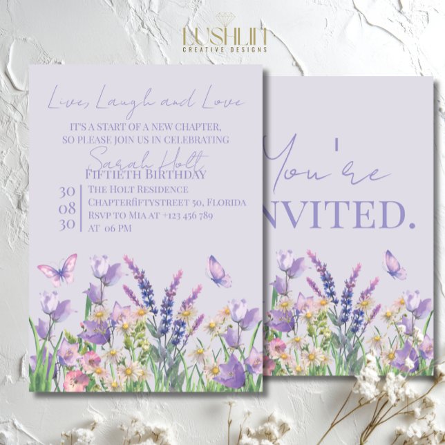 Live, Laugh & Love Watercolor Flower Birthday Invitation (Creator Uploaded)