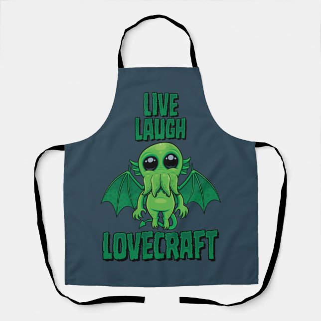 Live Laugh Lovecraft Cute Cthulhu Apron (Front)