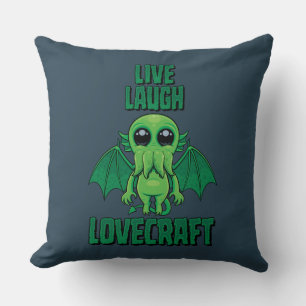 Live Laugh Lovecraft Cute Cthulhu Cushion