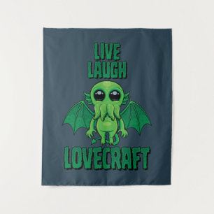 Live Laugh Lovecraft Cute Cthulhu Tapestry