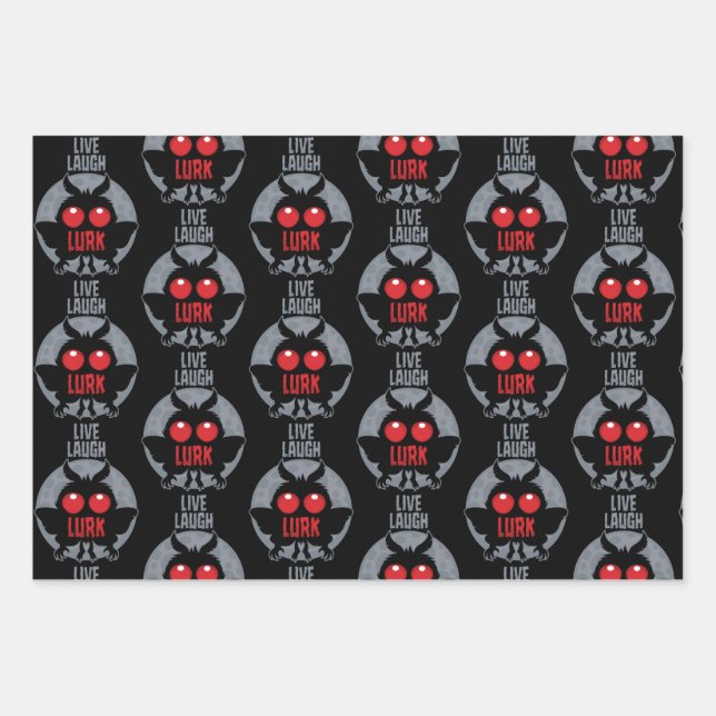 Live Laugh Lurk Mothman Cryptid Wrapping Paper Sheet (Front)