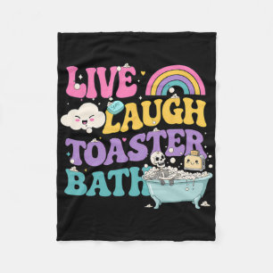 Live Laugh Toaster Th Funny Skeleton Meme Dark Hum Fleece Blanket