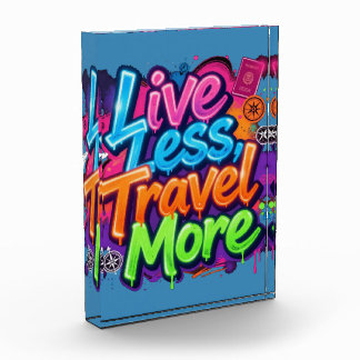 Live Less Travel More Neon Graffiti Travel Quote Photo Block