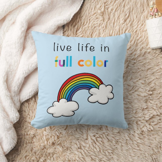 Live Life in Full Colour Rainbow Cushion (Blanket)