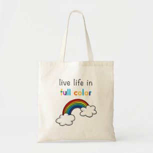 Live Life in Full Colour Rainbow Tote Bag