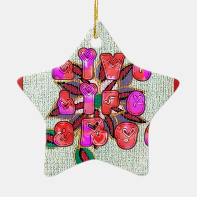 "Live Life Large" Art Print Ceramic Tree Decoration (Front)