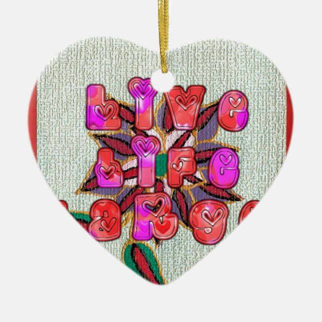 "Live Life Large" Art Print Ceramic Tree Decoration (Front)