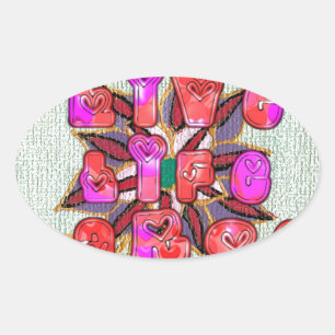 "Live Life Large" Art Print Oval Sticker