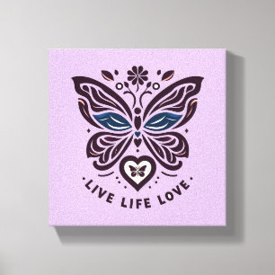 Live Life Love Butterfly Canvas Wall Art