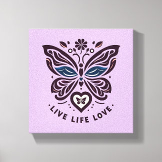 Live Life Love Butterfly Canvas Wall Art