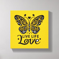 Live Life Love Butterfly Canvas Wall Art