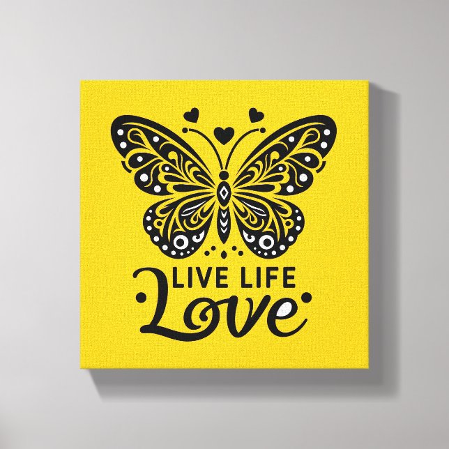 Live Life Love Butterfly Canvas Wall Art (Front)
