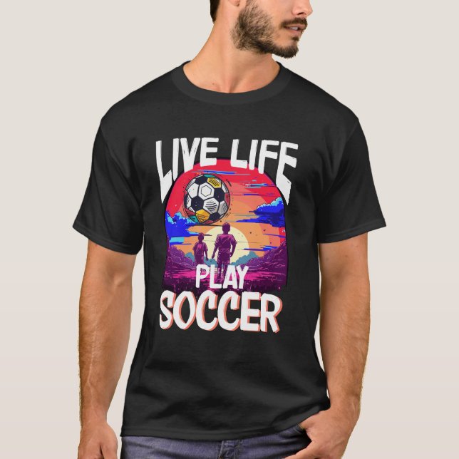 Live Life Play Soccer, Football Player Youth Retro T-Shirt (Front)