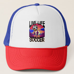 Live Life Play Soccer, Soccer Ball Trucker Hat