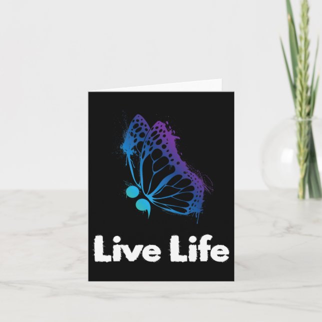 Live Life Semicolon Love And Support Suicide Aware Card (Front)