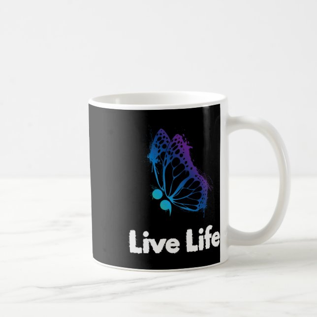 Live Life Semicolon Love And Support Suicide Aware Coffee Mug (Right)