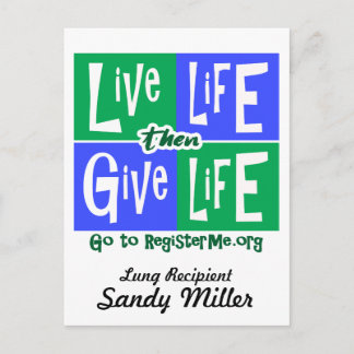 Live Life then Give Life Recipient Postcard