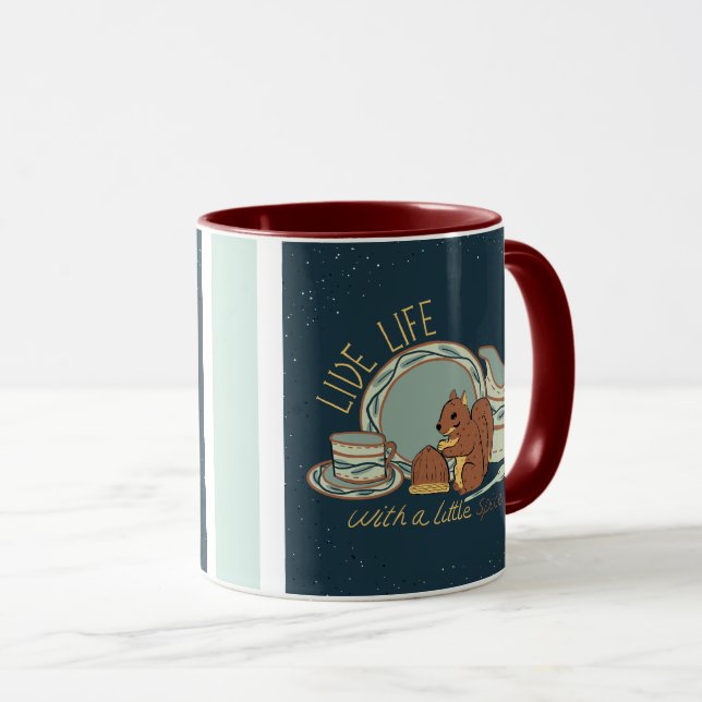 Live Life with Spice Mug in Blue/Maroon (Front Right)
